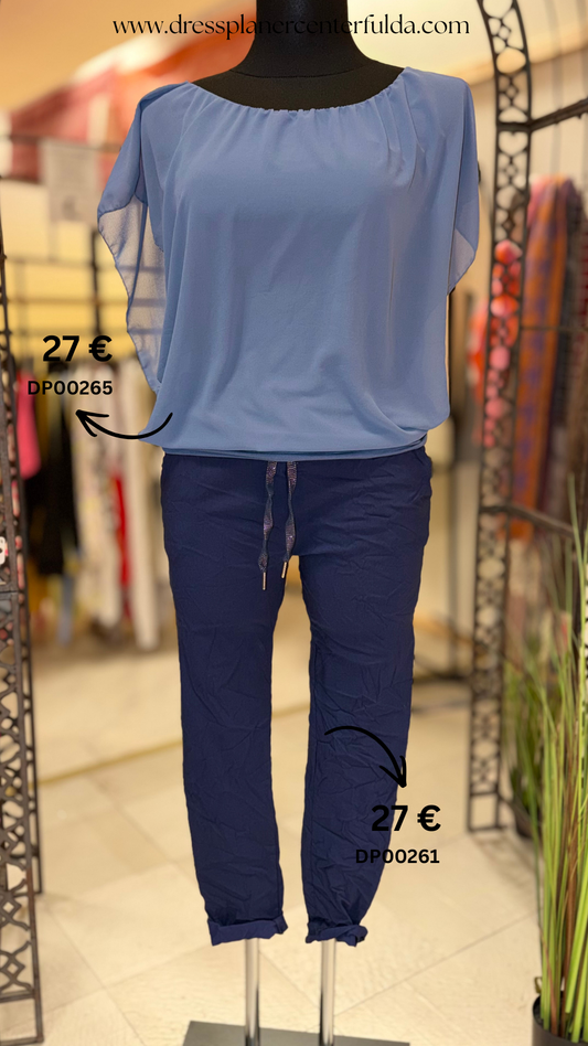 Blaue Sammelhose lang